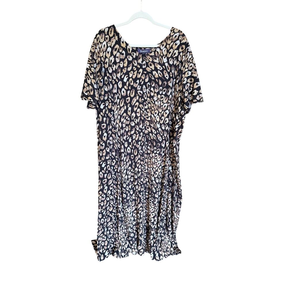 Roamans leopard print flutter sleeve maxi dress plus size 1X 22 24 resort bold